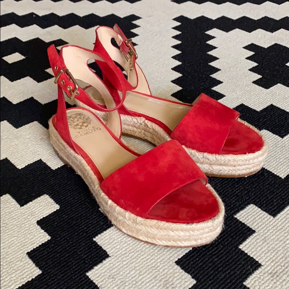 Vince Camuto Red Suede Platform Espadrille